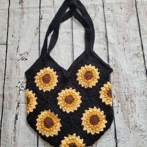 New crochet cotton sunflower bag